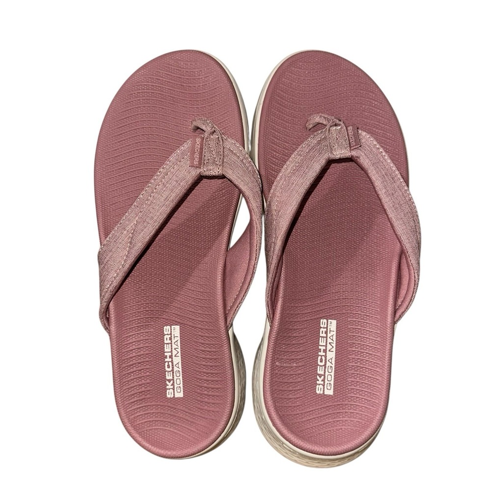Skechers GOwalk Goga Mat Flip Flops Womens 7 Mauve Comfort Sandals